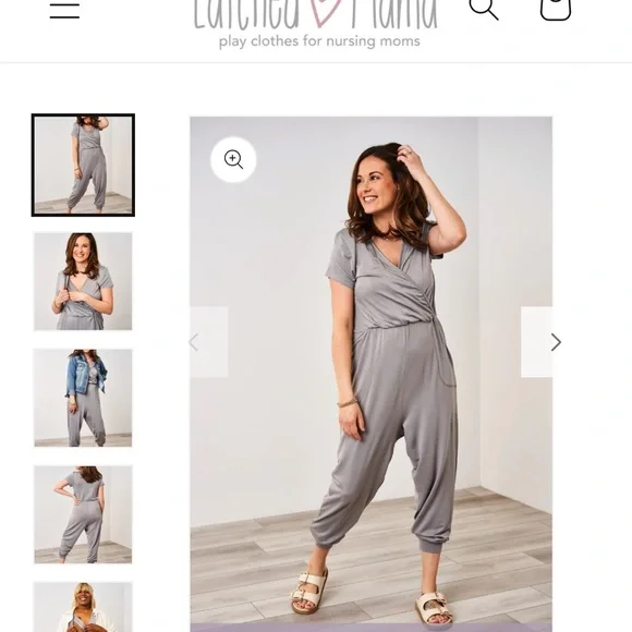 Latched Mama Play All Day Nursing Jumpsuit Romper - Picture 2 of 5